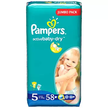 Подгузники Active Baby Junior 11-18кг Джамбо 58шт Pampers
