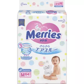 Подгузники для детей М 6-11кг 64 шт MERRIES