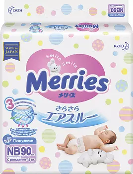 Подгузники для новорожденных 0-5кг 88+2шт MERRIES