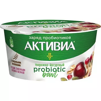 Продукт творожно-йогуртный Probiotic Bowl с ягодами тыквенными семенами и овсянкой 3,5% 135г Активиа