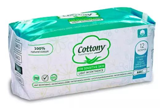 Прокладки для чувствительной кожи легкое недержание 12 шт НОРМАЛ Cottony
