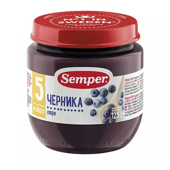 Пюре Черника с 5 месяцев 125г Semper