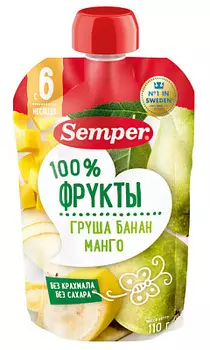 Пюре фруктовое Груша/Банан/Манго Semper