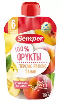 Пюре фруктовое Персик/Яблоко/Банан Semper