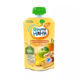 Пюре из яблок/бананов/груш со злаками ФрутоНяня