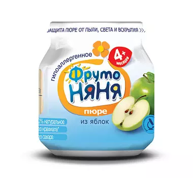 Пюре натуральное яблоко ФрутоНяня 0.1 кг.