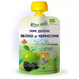 Пюре Органик яблоко/чернослив 5 мес Fleur Alpine Шотландия