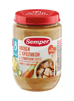 Пюре Овощи с кроликом в сливочном соусе Semper