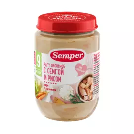 Пюре овощное рагу с семгой и рисом Semper