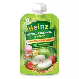 Пюре яблоко/клубника 5 злаков пауч Heinz