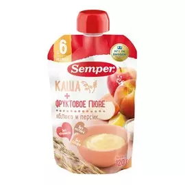 Пюре со злаками яблоко/персик с кашей Semper