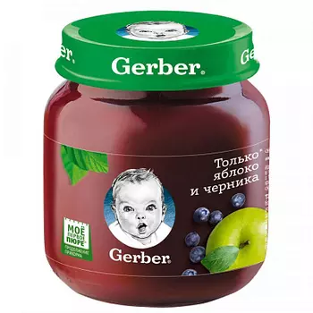 Пюре только яблоко и черника без сахара с 5 месяцев 130 г Gerber