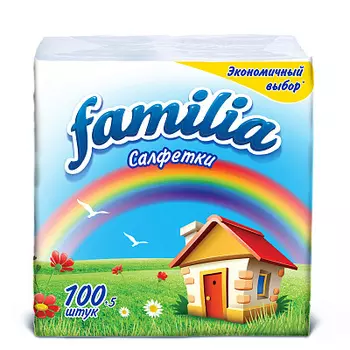 Салфетки Белые 24x23см Familia 100шт Hayat