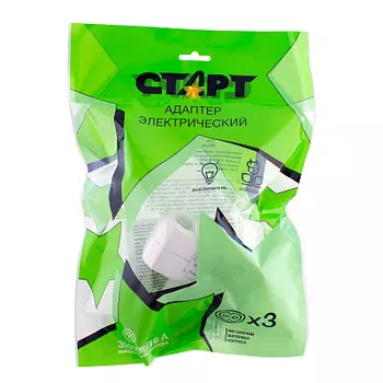 Сетевой адаптер СТАРТ 3 розетки с выключателем с заземлением
