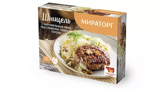 Шницель с картофельным пюре под сливочно-грибным соусом