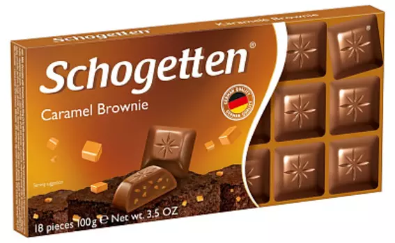 Шоколад CARAMEL BROWNIE молочный с начинкой шоколад крем брауни SCHOGETTEN