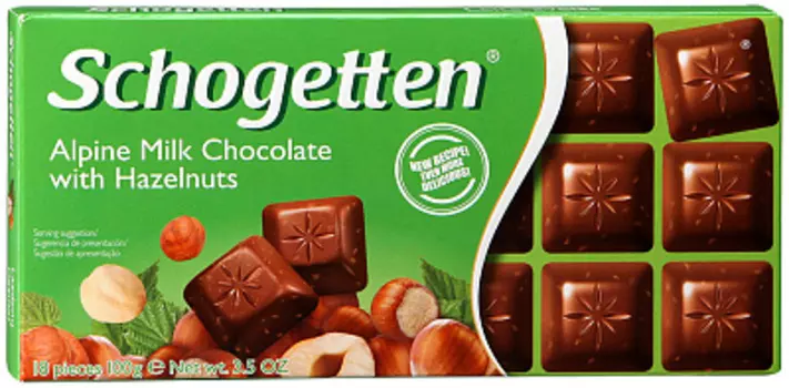 Шоколад молочный Альпы с лесными орехами Schogetten