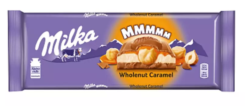 Шоколад молочный карамель/обжаренный цельный фундук Милка