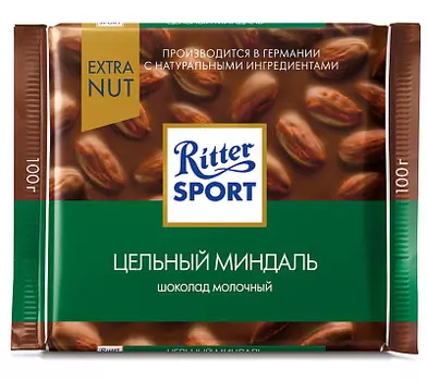 Шоколад молочный с цельным миндалем Extra Ritter Sport