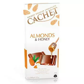 Шоколад молочный с миндалем и медом Cachet