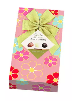 Шоколадные конфеты в ассортименте Цветная коробка с бантом Hamlet