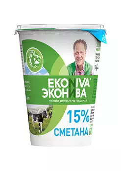 Сметана 15% 400г ЭкоНива