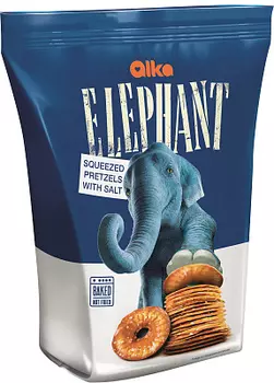 Снеки крендельки ELEPHANT с солью Alka