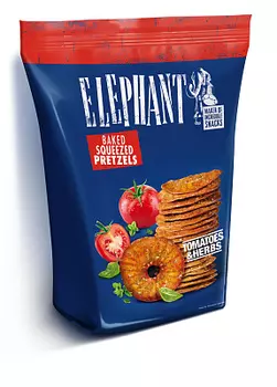 Снеки крендельки ELEPHANT со специями и ароматом томата Alka
