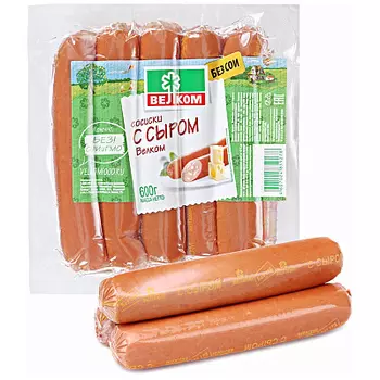 Сосиски с сыром 600г Велком