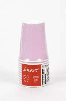 Стаканы бумажные розовые 12 шт SMART