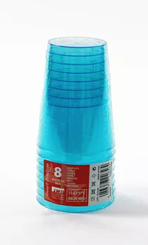 Стаканы пластиковые 300мл 8шт бирюзовые Smart