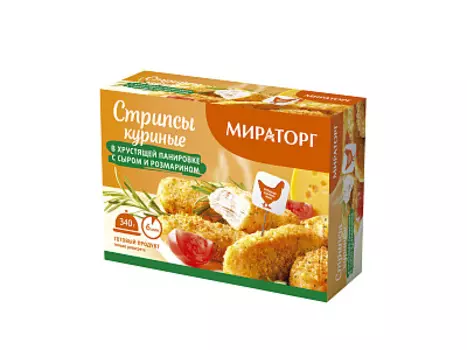 Стрипсы кур. в хруст. панир. с сыром и розмарином 340г Мираторг