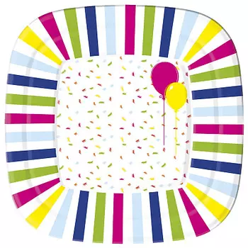 Тарелки бумажные 22х22см Balloons &amp; Confetti