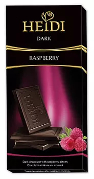 Темный шоколад с кусочками малины Heidi