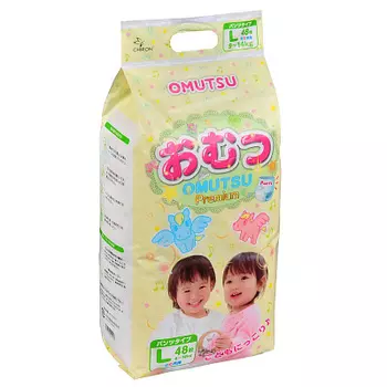 Трусики детские L (9-14кг) OMUTSU 48шт