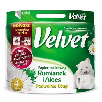 Туалетная бумага с ромашкой и алоэ вера 4 шт. Velvet