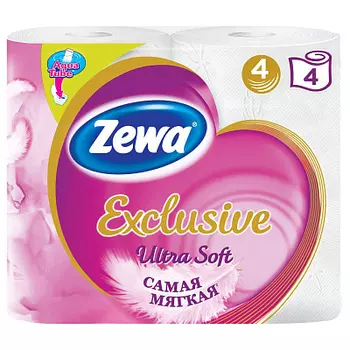 Туалетная Бумага ЗЕВА Эксклюзив УЛЬТРА СОФТ 4-х сл. 4 рул.