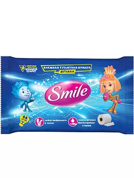Влажная туалетная бумага "Фиксики" 44шт Smile