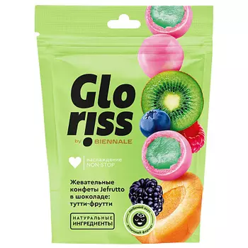 Жевательные конфеты в шоколаде со вкусом тутти-фрутти 75г Biennale