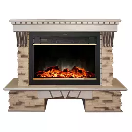 Электрокамин с широким очагом 2D Real-Flame