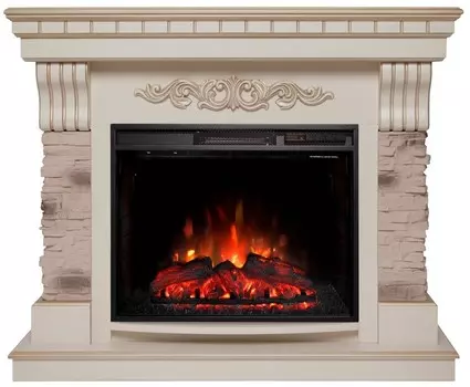 Электрокамин с широким очагом 2D Real-Flame