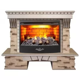 Электрокамин с широким очагом 3D Real-Flame