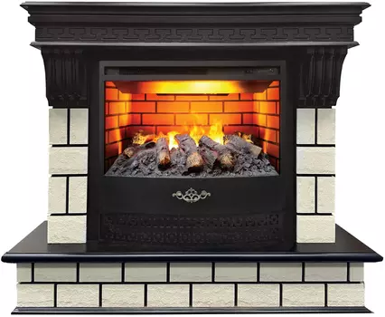 Электрокамин с широким очагом 3D Real-Flame