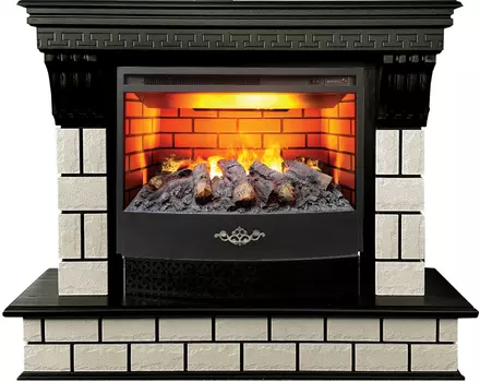 Электрокамин с широким очагом 3D Real-Flame