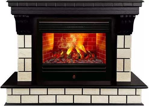 Электрокамин с широким очагом 3D Real-Flame