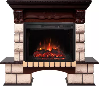 Электрокамин с широким очагом 3D Real-Flame