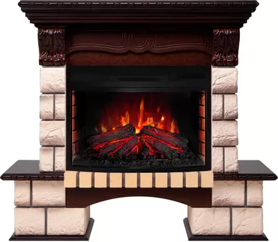 Электрокамин с широким очагом 3D Real-Flame