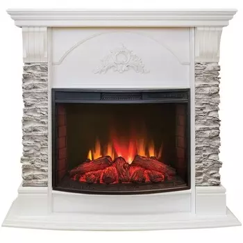 Угловой электрокамин с эффектом живого огня и звуком Real-Flame