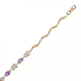 Браслет c аметистами и фианитами