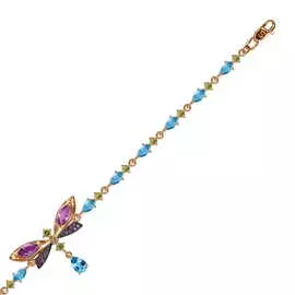 Браслет c аметистами, топазом, хризолитами и фианитами